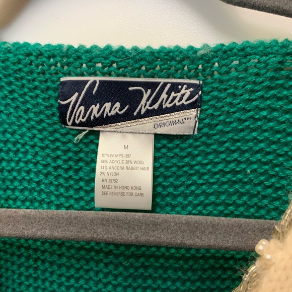 80s Vanna White Original Size Medium  Sweater Beaded Wool Blend Shoulder Pads - Picture 2 of 7